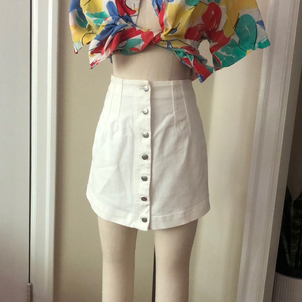 T by Alexander Wang white denim mini skirt sz 25